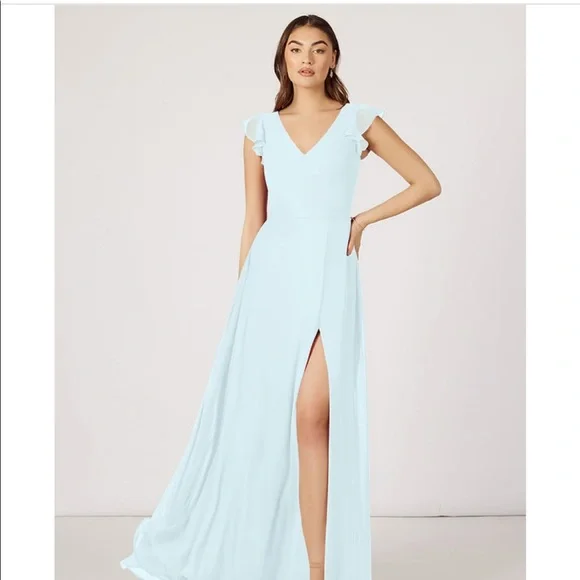 junior bridesmaid ball gown dresses Wedtrend Sage A-Line V Neck Floor-Length Chiffon Junior Bridesmaid Dress  Wedding Party Dress  WEDTREND